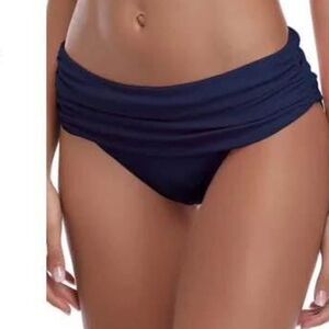 Navy medium Ruched Bikini Swim Bottom new